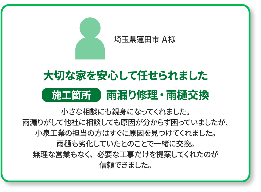 埼玉県蓮田市A様の声